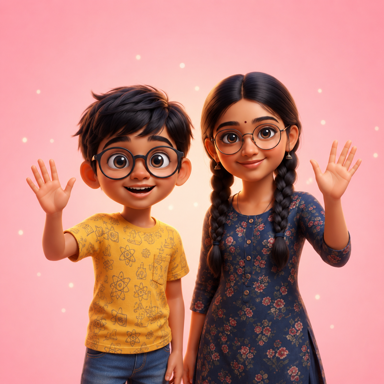 Lokesh and Varsha waving